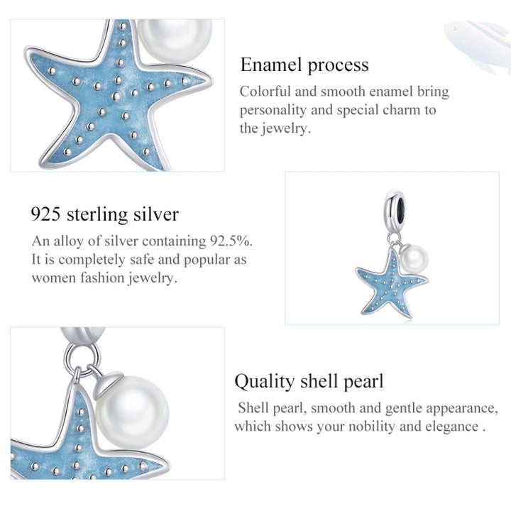 S925 Sterling Silver Starfish Pendant DIY Bracelet Necklace Accessories, Starfish