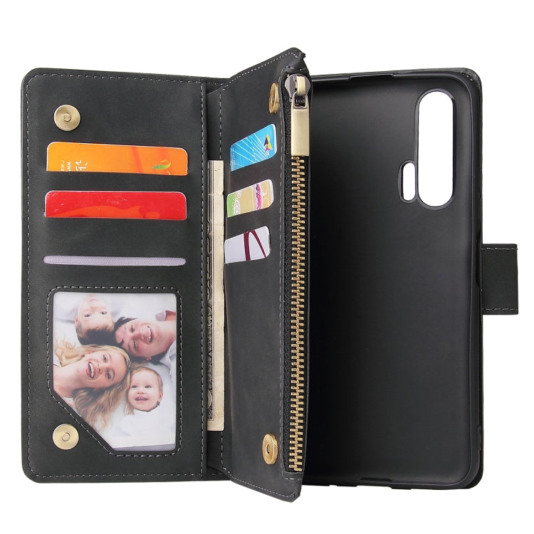 Multifunctional Retro Frosted Horizontal Flip Leather Case with Card Slot & Holder & Zipper Wallet & Photo Frame & Lanyard, For Huawei Honor 20 Pro