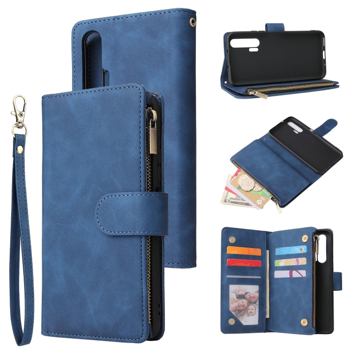 Multifunctional Retro Frosted Horizontal Flip Leather Case with Card Slot & Holder & Zipper Wallet & Photo Frame & Lanyard, For Huawei Honor 20 Pro