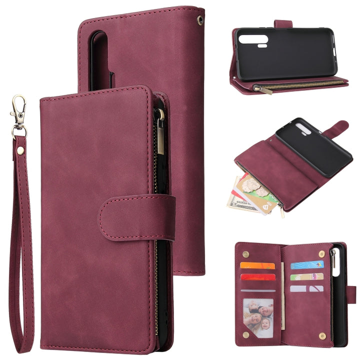 Multifunctional Retro Frosted Horizontal Flip Leather Case with Card Slot & Holder & Zipper Wallet & Photo Frame & Lanyard, For Huawei Honor 20 Pro