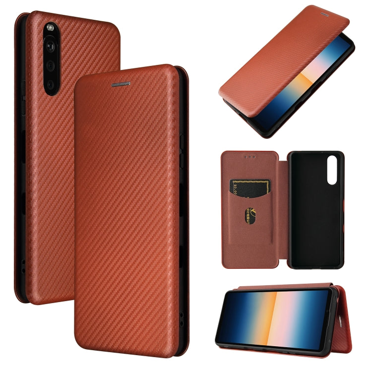 Carbon Fiber Texture Magnetic Horizontal Flip TPU + PC + PU Leather Case with Card Slot, For TCL 10 5G UW(US Version), For Sony Xperia 10 III, For UMIDIGI A9