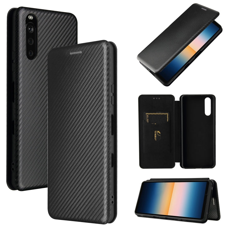 Carbon Fiber Texture Magnetic Horizontal Flip TPU + PC + PU Leather Case with Card Slot, For TCL 10 5G UW(US Version), For Sony Xperia 10 III, For UMIDIGI A9