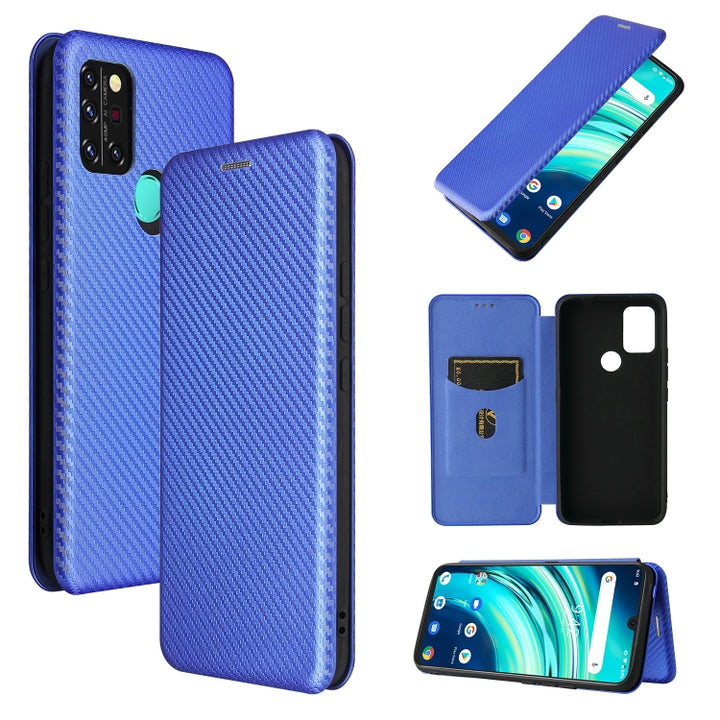 Carbon Fiber Texture Magnetic Horizontal Flip TPU + PC + PU Leather Case with Card Slot, For TCL 10 5G UW(US Version), For Sony Xperia 10 III, For UMIDIGI A9