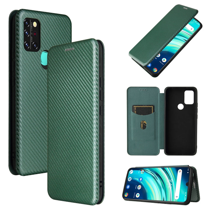 Carbon Fiber Texture Magnetic Horizontal Flip TPU + PC + PU Leather Case with Card Slot, For TCL 10 5G UW(US Version), For Sony Xperia 10 III, For UMIDIGI A9