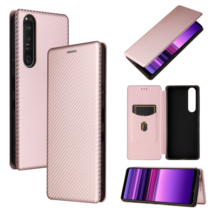 Carbon Fiber Texture Magnetic Horizontal Flip TPU + PC + PU Leather Case with Card Slot, For Asus ROG Phone 5, For Blackview BV6300 Pro, For Samsung Galaxy M62, For Samsung Galaxy F62, For Sony Xperia 1 III