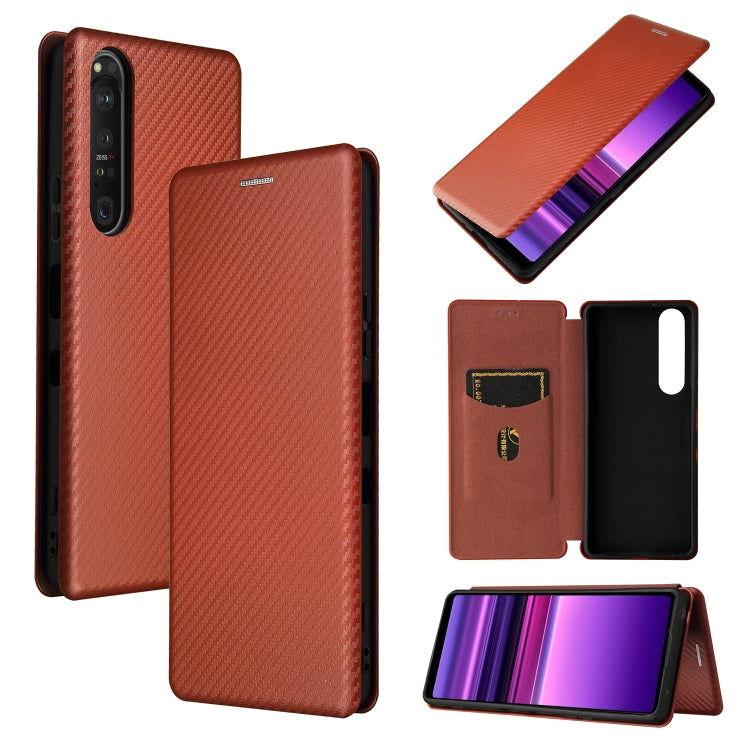 Carbon Fiber Texture Magnetic Horizontal Flip TPU + PC + PU Leather Case with Card Slot, For Asus ROG Phone 5, For Blackview BV6300 Pro, For Samsung Galaxy M62, For Samsung Galaxy F62, For Sony Xperia 1 III