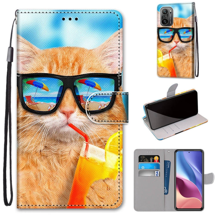 Coloured Drawing Cross Texture Horizontal Flip PU Leather Case with Holder & Card Slots & Wallet & Lanyard, For Xiaomi Redmi K40 / K40 Pro / K40 Pro+ / Mi 11i / Poco F3