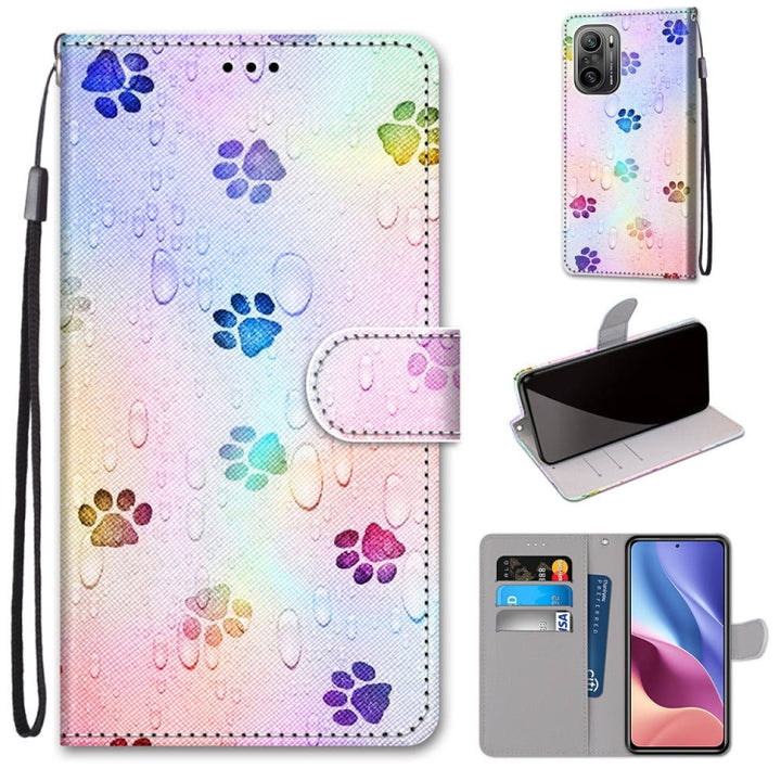 Coloured Drawing Cross Texture Horizontal Flip PU Leather Case with Holder & Card Slots & Wallet & Lanyard, For Xiaomi Redmi K40 / K40 Pro / K40 Pro+ / Mi 11i / Poco F3