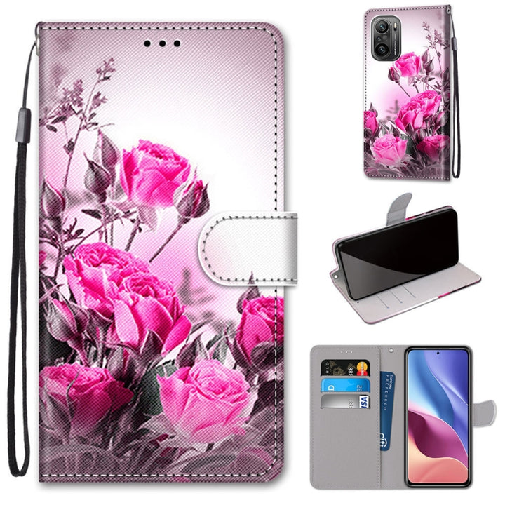 Coloured Drawing Cross Texture Horizontal Flip PU Leather Case with Holder & Card Slots & Wallet & Lanyard, For Xiaomi Redmi K40 / K40 Pro / K40 Pro+ / Mi 11i / Poco F3