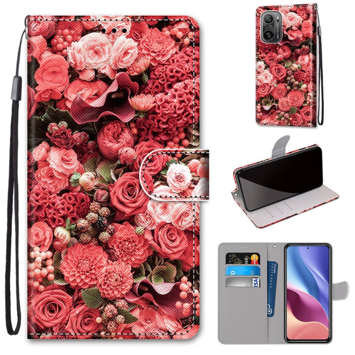 Coloured Drawing Cross Texture Horizontal Flip PU Leather Case with Holder & Card Slots & Wallet & Lanyard, For Xiaomi Redmi K40 / K40 Pro / K40 Pro+ / Mi 11i / Poco F3