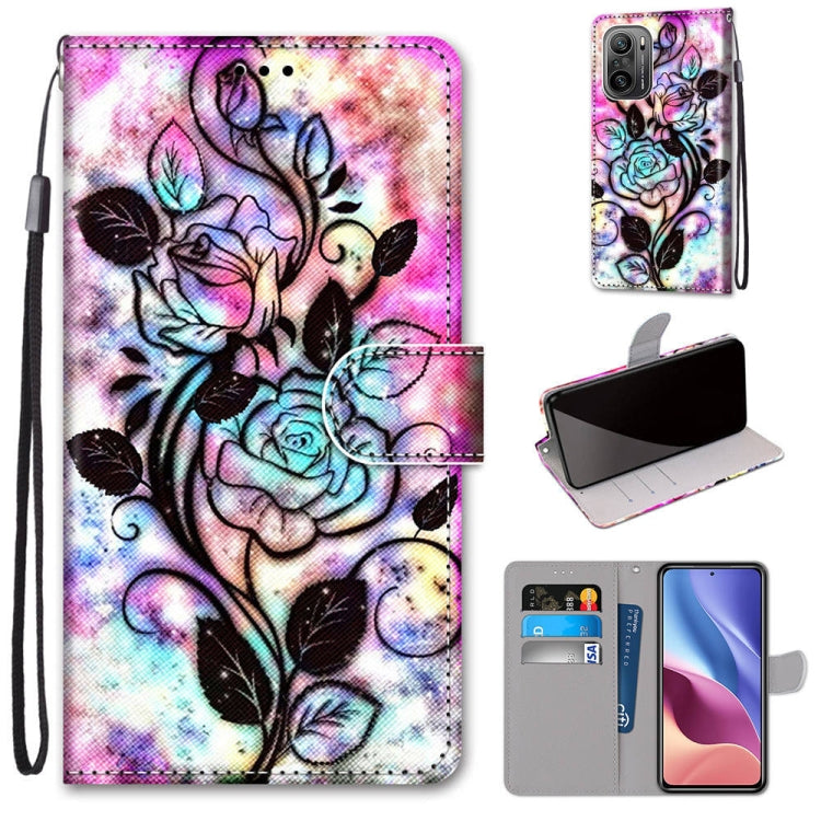 Coloured Drawing Cross Texture Horizontal Flip PU Leather Case with Holder & Card Slots & Wallet & Lanyard, For Xiaomi Redmi K40 / K40 Pro / K40 Pro+ / Mi 11i / Poco F3