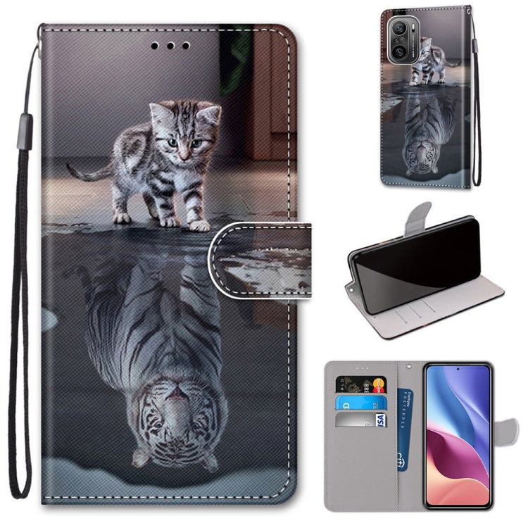 Coloured Drawing Cross Texture Horizontal Flip PU Leather Case with Holder & Card Slots & Wallet & Lanyard, For Xiaomi Redmi K40 / K40 Pro / K40 Pro+ / Mi 11i / Poco F3