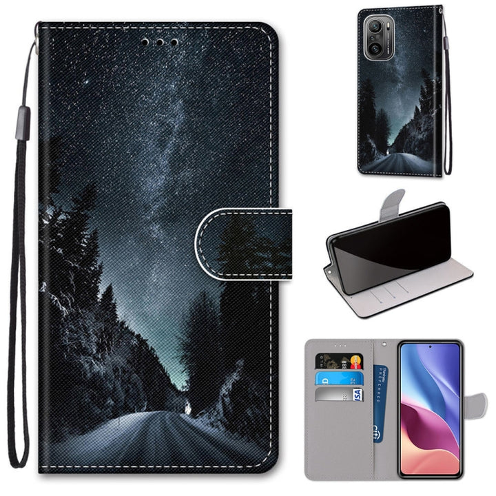 Coloured Drawing Cross Texture Horizontal Flip PU Leather Case with Holder & Card Slots & Wallet & Lanyard, For Xiaomi Redmi K40 / K40 Pro / K40 Pro+ / Mi 11i / Poco F3