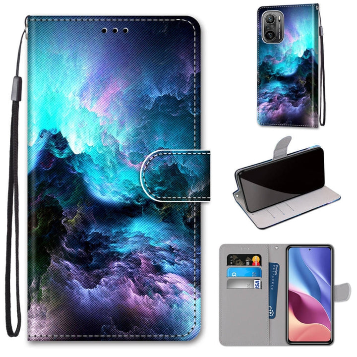 Coloured Drawing Cross Texture Horizontal Flip PU Leather Case with Holder & Card Slots & Wallet & Lanyard, For Xiaomi Redmi K40 / K40 Pro / K40 Pro+ / Mi 11i / Poco F3