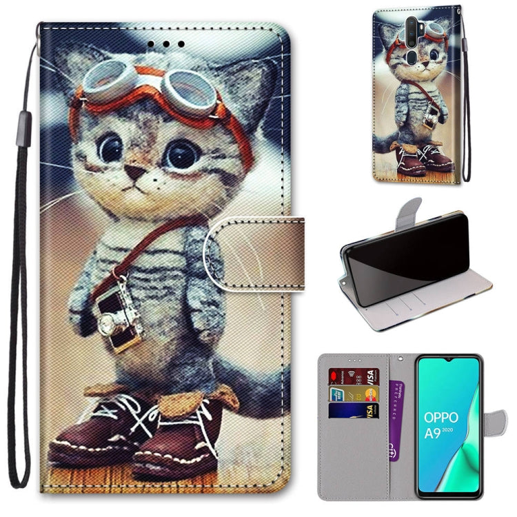 Coloured Drawing Cross Texture Horizontal Flip PU Leather Case with Holder & Card Slots & Wallet & Lanyard, For OPPO A9 (2020) / A5 (2020) / A11X / A11