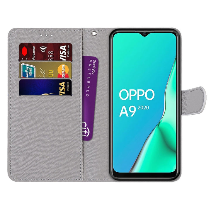 Coloured Drawing Cross Texture Horizontal Flip PU Leather Case with Holder & Card Slots & Wallet & Lanyard, For OPPO A9 (2020) / A5 (2020) / A11X / A11