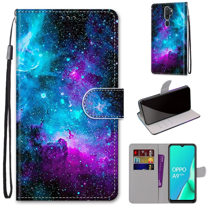 Coloured Drawing Cross Texture Horizontal Flip PU Leather Case with Holder & Card Slots & Wallet & Lanyard, For OPPO A9 (2020) / A5 (2020) / A11X / A11