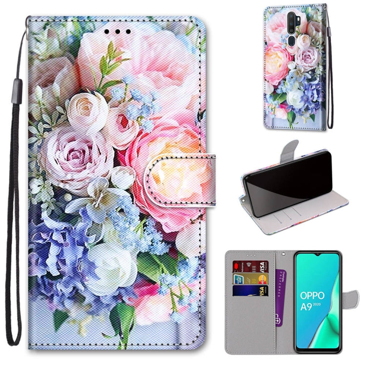 Coloured Drawing Cross Texture Horizontal Flip PU Leather Case with Holder & Card Slots & Wallet & Lanyard, For OPPO A9 (2020) / A5 (2020) / A11X / A11