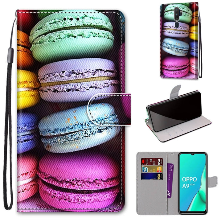 Coloured Drawing Cross Texture Horizontal Flip PU Leather Case with Holder & Card Slots & Wallet & Lanyard, For OPPO A9 (2020) / A5 (2020) / A11X / A11