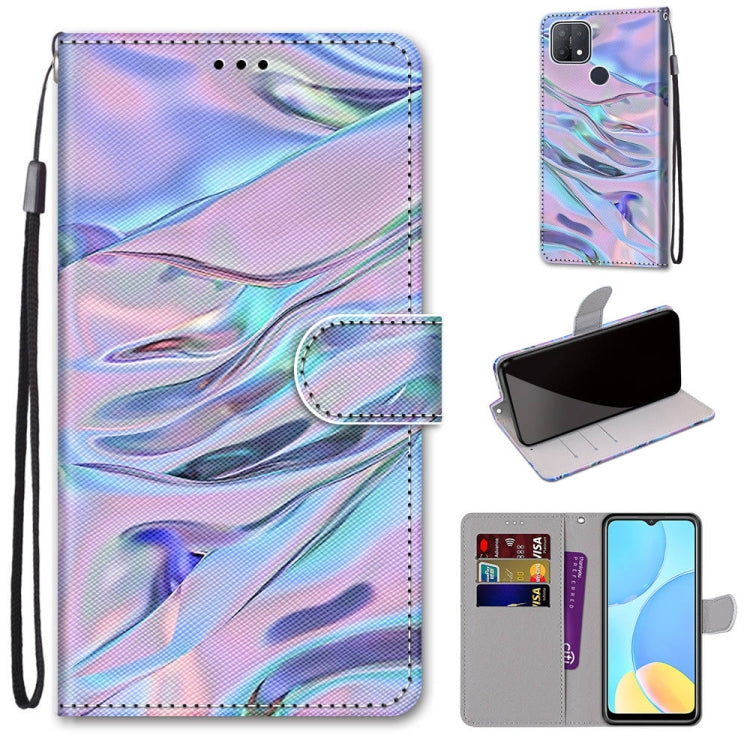 Coloured Drawing Cross Texture Horizontal Flip PU Leather Case with Holder & Card Slots & Wallet & Lanyard, For OPPO A15 / A15s