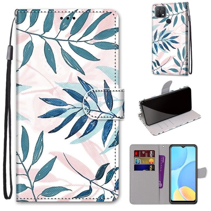 Coloured Drawing Cross Texture Horizontal Flip PU Leather Case with Holder & Card Slots & Wallet & Lanyard, For OPPO A15 / A15s