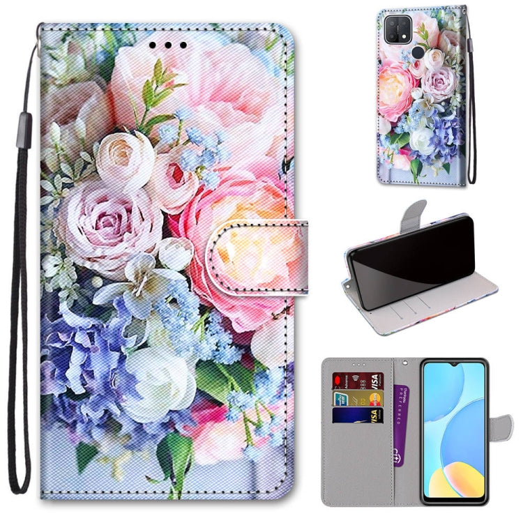 Coloured Drawing Cross Texture Horizontal Flip PU Leather Case with Holder & Card Slots & Wallet & Lanyard, For OPPO A15 / A15s