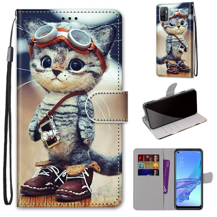 Coloured Drawing Cross Texture Horizontal Flip PU Leather Case with Holder & Card Slots & Wallet & Lanyard, For OPPO A53 4G(2020) / A53s / A32 / A33 (2020)