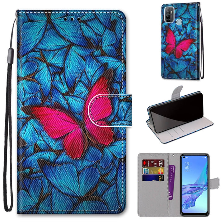 Coloured Drawing Cross Texture Horizontal Flip PU Leather Case with Holder & Card Slots & Wallet & Lanyard, For OPPO A53 4G(2020) / A53s / A32 / A33 (2020)