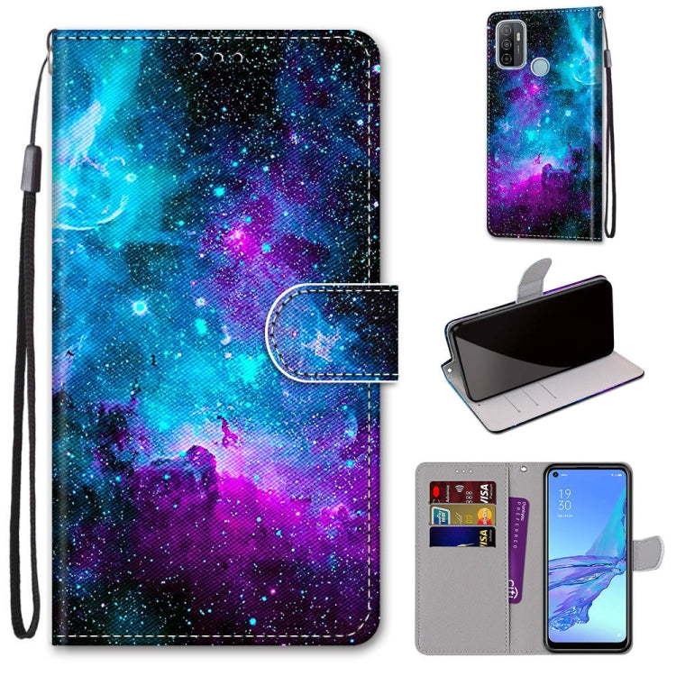 Coloured Drawing Cross Texture Horizontal Flip PU Leather Case with Holder & Card Slots & Wallet & Lanyard, For OPPO A53 4G(2020) / A53s / A32 / A33 (2020)