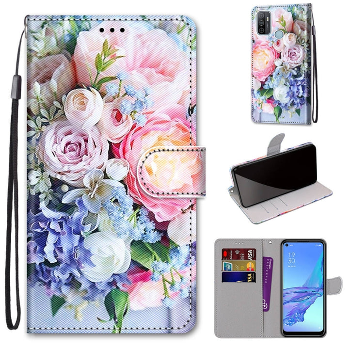 Coloured Drawing Cross Texture Horizontal Flip PU Leather Case with Holder & Card Slots & Wallet & Lanyard, For OPPO A53 4G(2020) / A53s / A32 / A33 (2020)