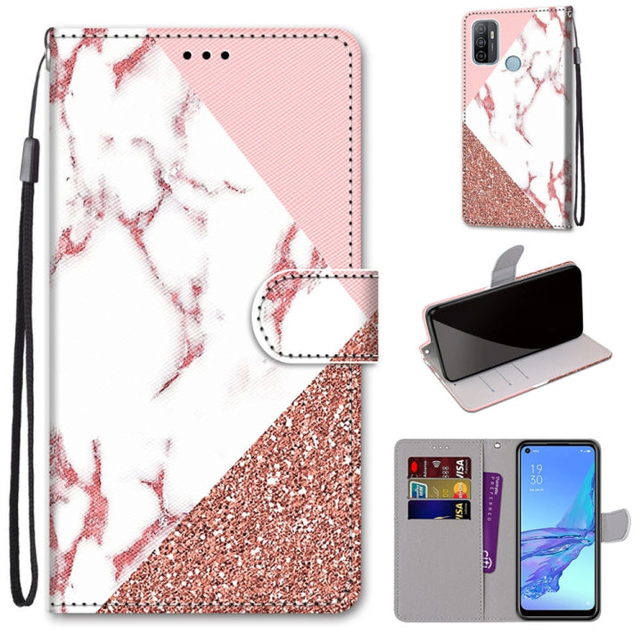 Coloured Drawing Cross Texture Horizontal Flip PU Leather Case with Holder & Card Slots & Wallet & Lanyard, For OPPO A53 4G(2020) / A53s / A32 / A33 (2020)