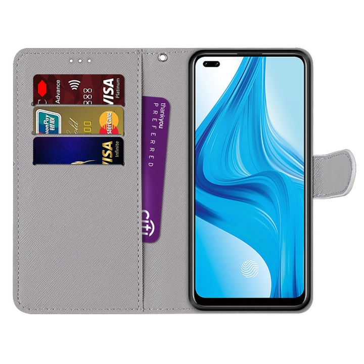 Coloured Drawing Cross Texture Horizontal Flip PU Leather Case with Holder & Card Slots & Wallet & Lanyard, For OPPO F17 Pro / A93 4G / Reno4 Lite / Reno4 F