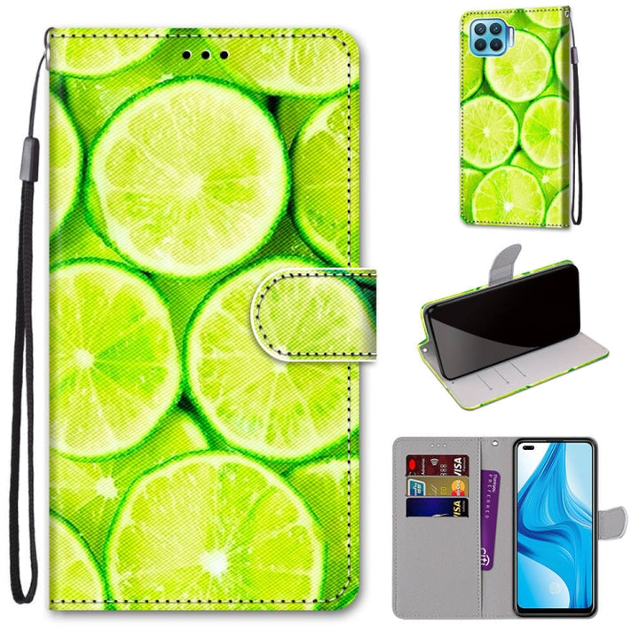 Coloured Drawing Cross Texture Horizontal Flip PU Leather Case with Holder & Card Slots & Wallet & Lanyard, For OPPO F17 Pro / A93 4G / Reno4 Lite / Reno4 F