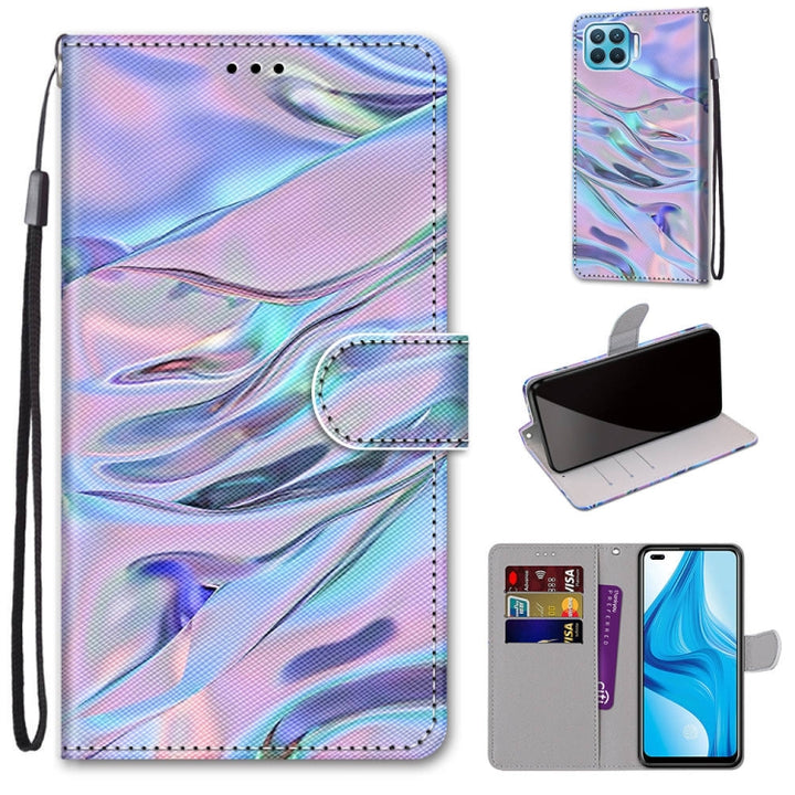 Coloured Drawing Cross Texture Horizontal Flip PU Leather Case with Holder & Card Slots & Wallet & Lanyard, For OPPO F17 Pro / A93 4G / Reno4 Lite / Reno4 F