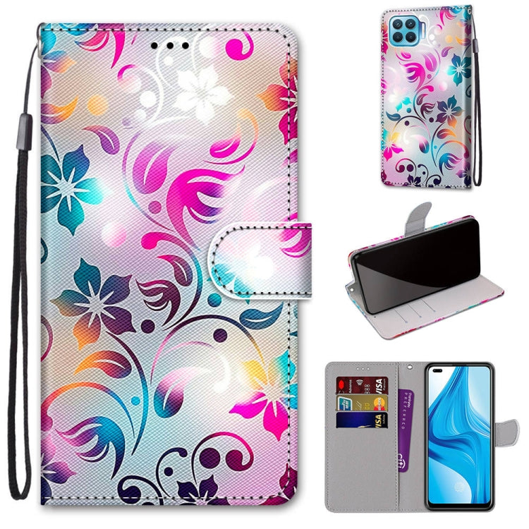 Coloured Drawing Cross Texture Horizontal Flip PU Leather Case with Holder & Card Slots & Wallet & Lanyard, For OPPO F17 Pro / A93 4G / Reno4 Lite / Reno4 F