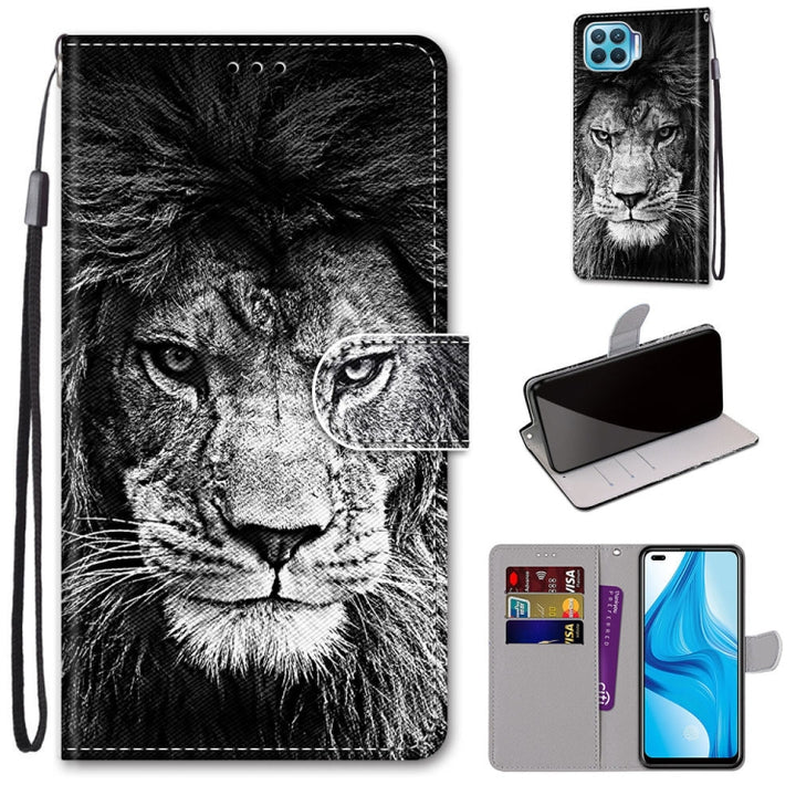 Coloured Drawing Cross Texture Horizontal Flip PU Leather Case with Holder & Card Slots & Wallet & Lanyard, For OPPO F17 Pro / A93 4G / Reno4 Lite / Reno4 F