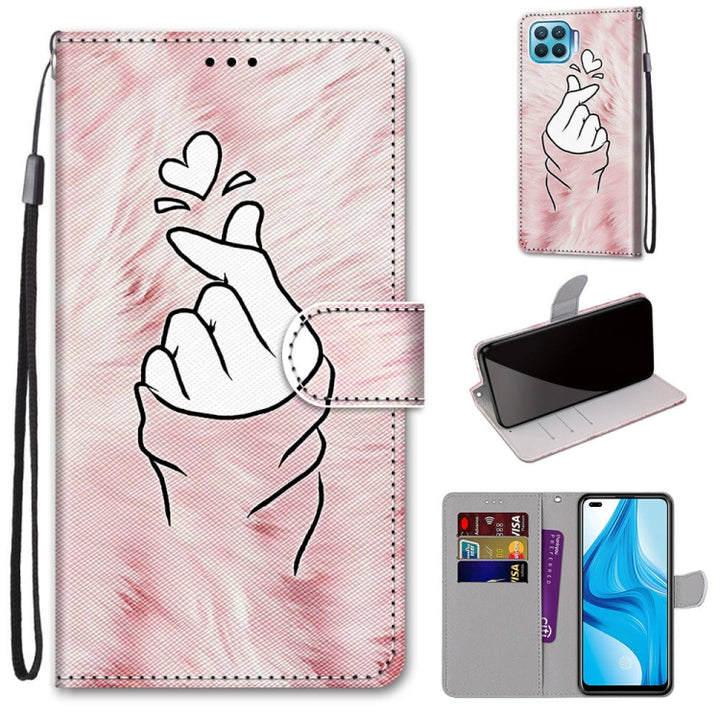 Coloured Drawing Cross Texture Horizontal Flip PU Leather Case with Holder & Card Slots & Wallet & Lanyard, For OPPO F17 Pro / A93 4G / Reno4 Lite / Reno4 F