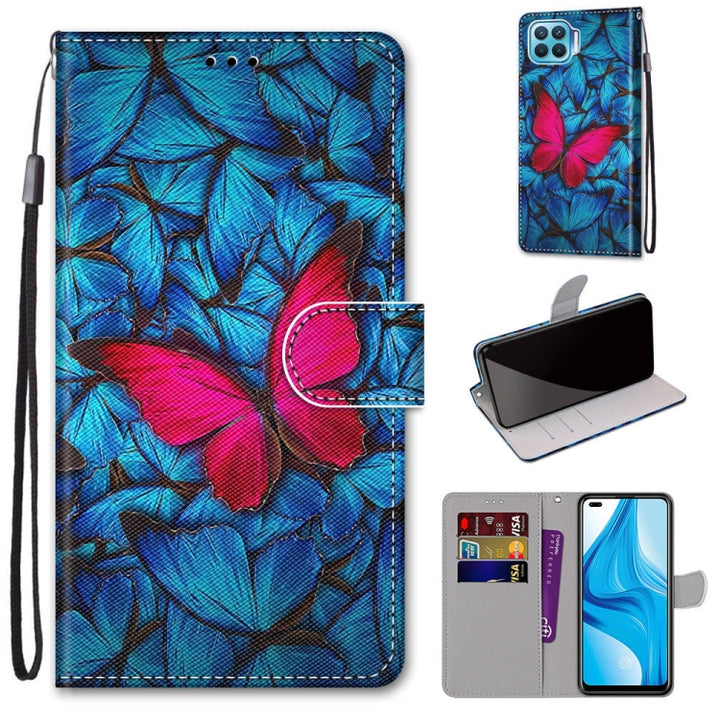 Coloured Drawing Cross Texture Horizontal Flip PU Leather Case with Holder & Card Slots & Wallet & Lanyard, For OPPO F17 Pro / A93 4G / Reno4 Lite / Reno4 F