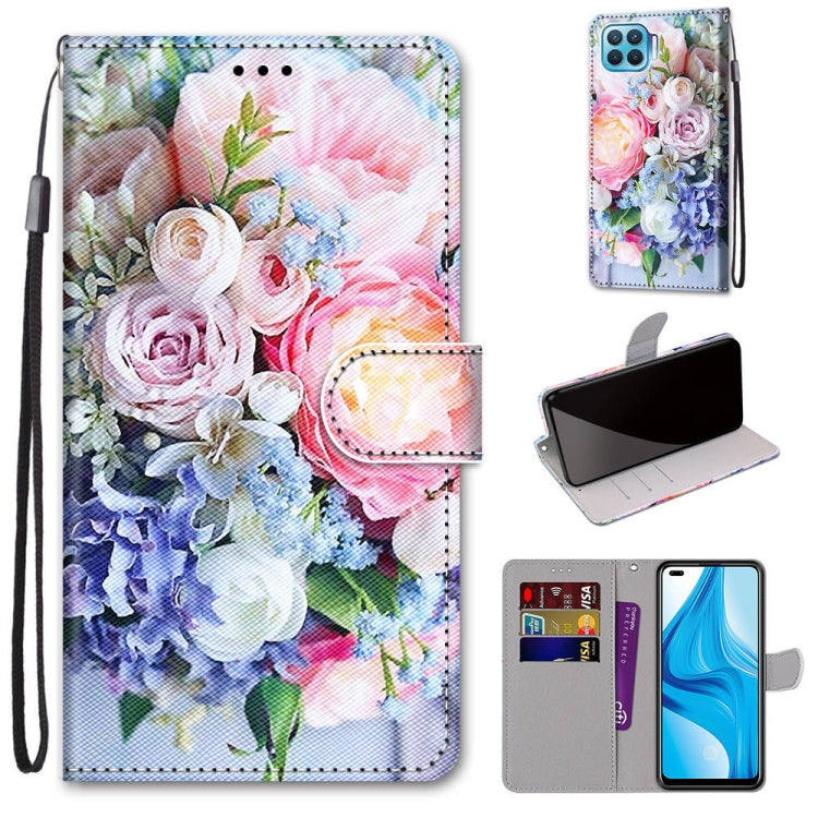 Coloured Drawing Cross Texture Horizontal Flip PU Leather Case with Holder & Card Slots & Wallet & Lanyard, For OPPO F17 Pro / A93 4G / Reno4 Lite / Reno4 F