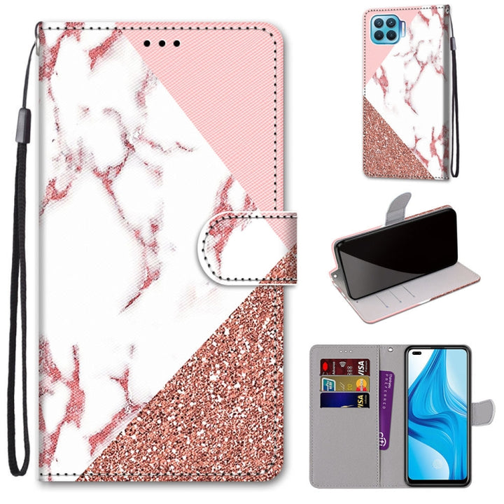 Coloured Drawing Cross Texture Horizontal Flip PU Leather Case with Holder & Card Slots & Wallet & Lanyard, For OPPO F17 Pro / A93 4G / Reno4 Lite / Reno4 F