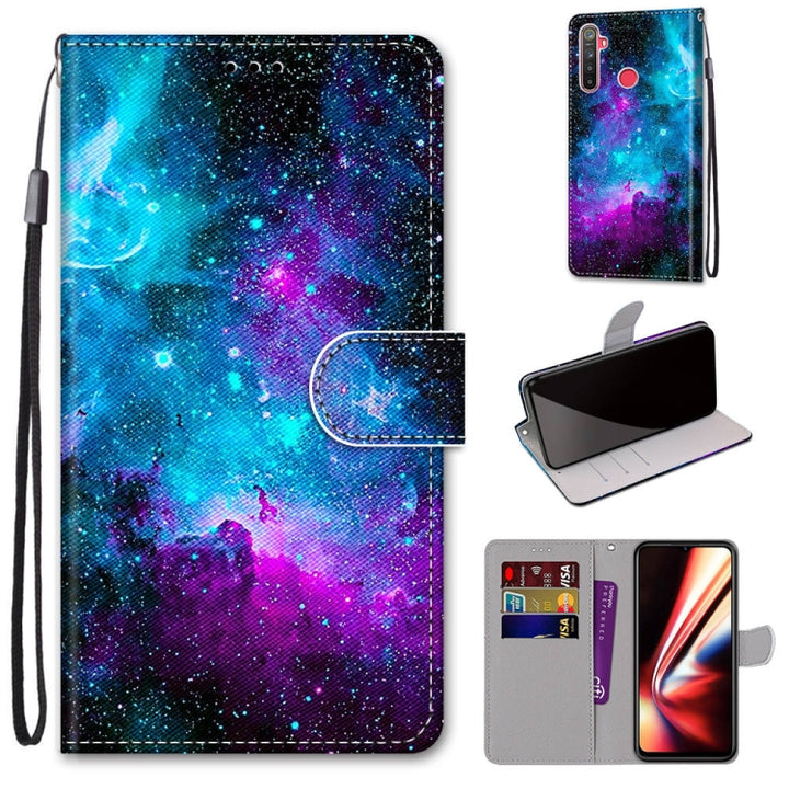 Coloured Drawing Cross Texture Horizontal Flip PU Leather Case with Holder & Card Slots & Wallet & Lanyard, For OPPO Realme 5 / 5s / 5i / C3 / C3i / 6i / Narzo10 / 10A / 20A