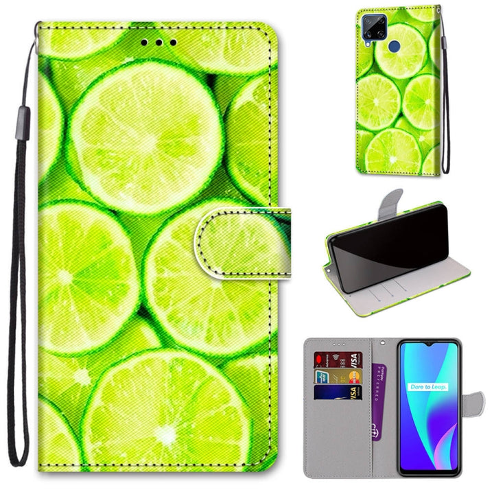 Coloured Drawing Cross Texture Horizontal Flip PU Leather Case with Holder & Card Slots & Wallet & Lanyard, For OPPO Realme C15 / C12 / C25 / 7i (Global) / Narzo 20 / 30A