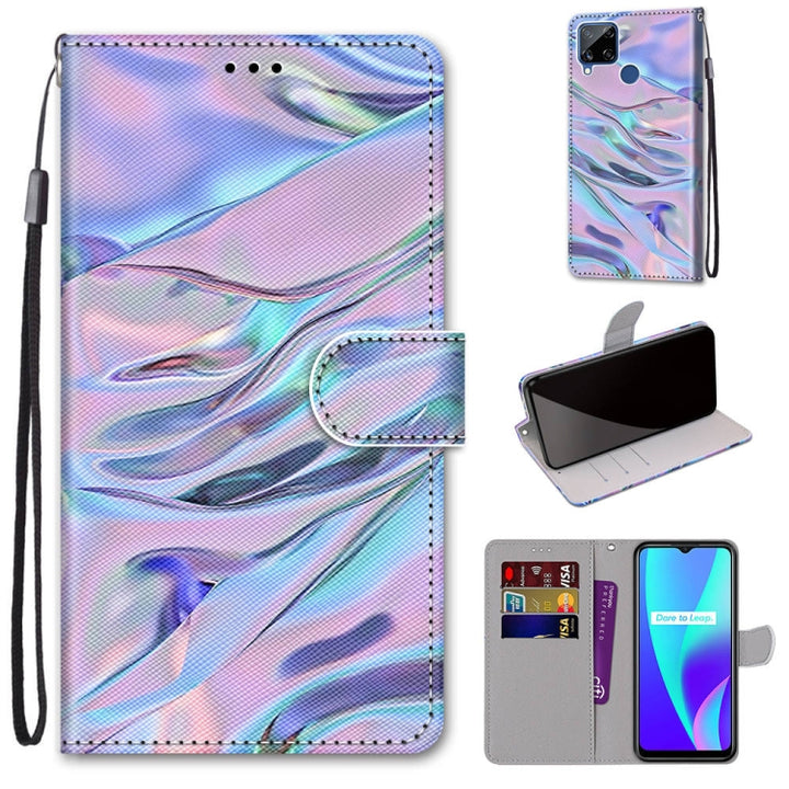 Coloured Drawing Cross Texture Horizontal Flip PU Leather Case with Holder & Card Slots & Wallet & Lanyard, For OPPO Realme C15 / C12 / C25 / 7i (Global) / Narzo 20 / 30A