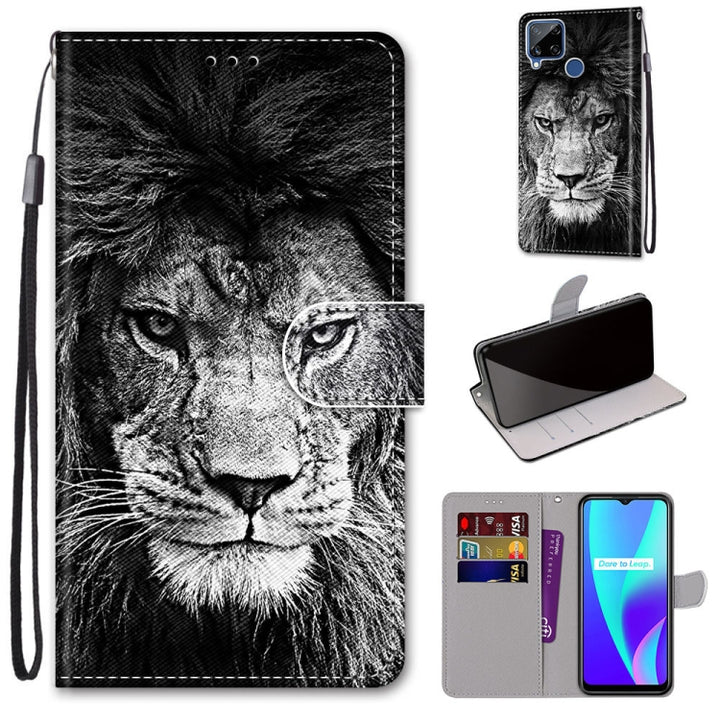 Coloured Drawing Cross Texture Horizontal Flip PU Leather Case with Holder & Card Slots & Wallet & Lanyard, For OPPO Realme C15 / C12 / C25 / 7i (Global) / Narzo 20 / 30A