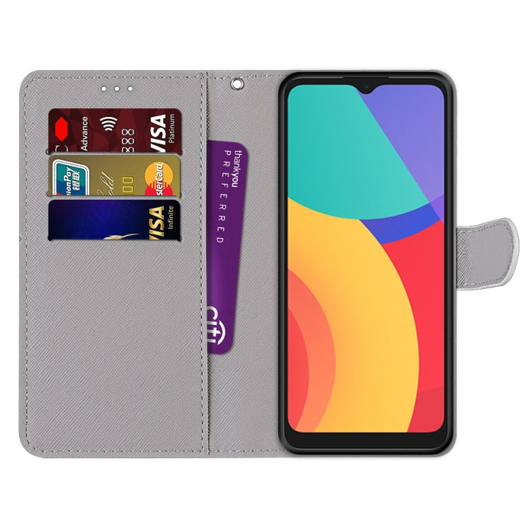 Coloured Drawing Cross Texture Horizontal Flip PU Leather Case with Holder & Card Slots & Wallet & Lanyard, For Alcatel 3L 2021