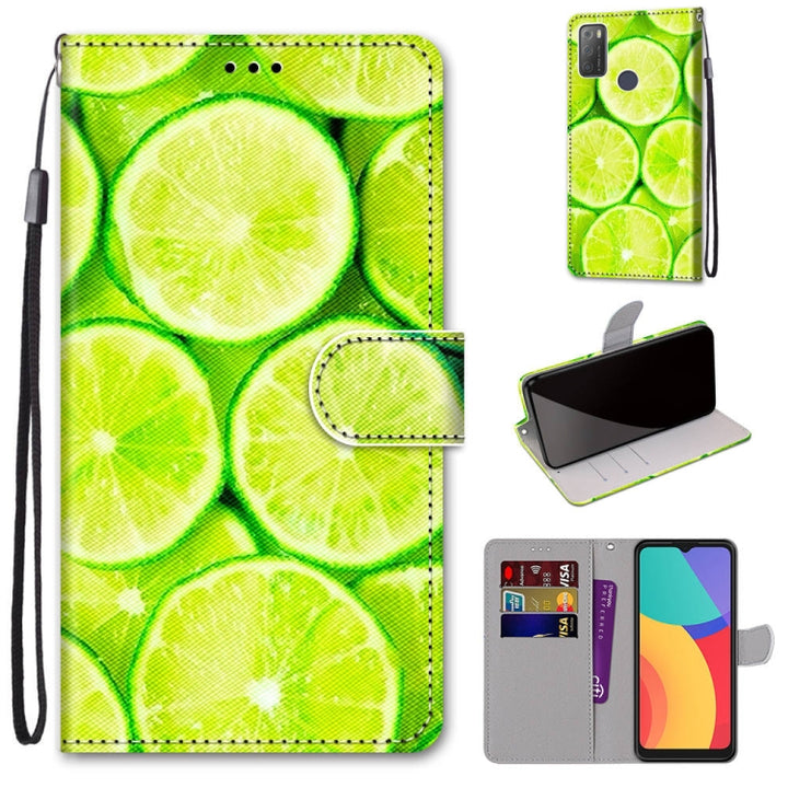 Coloured Drawing Cross Texture Horizontal Flip PU Leather Case with Holder & Card Slots & Wallet & Lanyard, For Alcatel 3L 2021