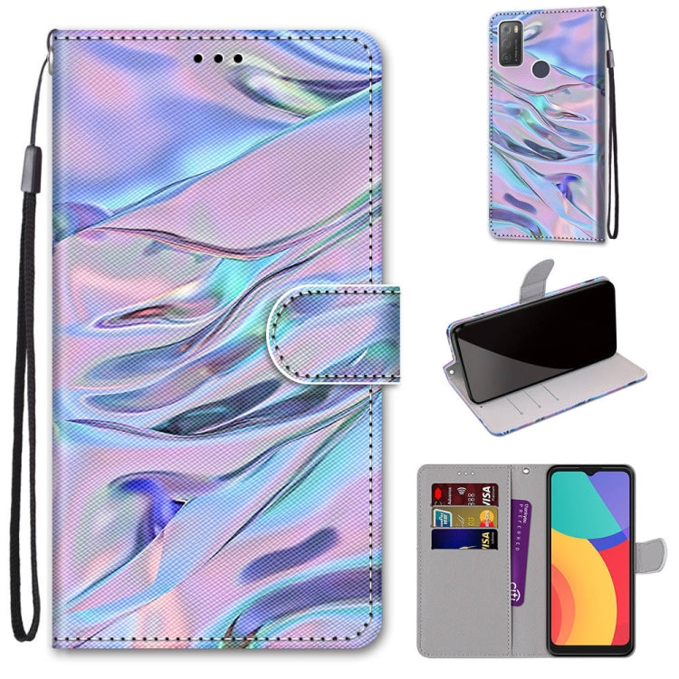 Coloured Drawing Cross Texture Horizontal Flip PU Leather Case with Holder & Card Slots & Wallet & Lanyard, For Alcatel 3L 2021