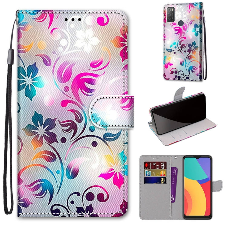 Coloured Drawing Cross Texture Horizontal Flip PU Leather Case with Holder & Card Slots & Wallet & Lanyard, For Alcatel 3L 2021