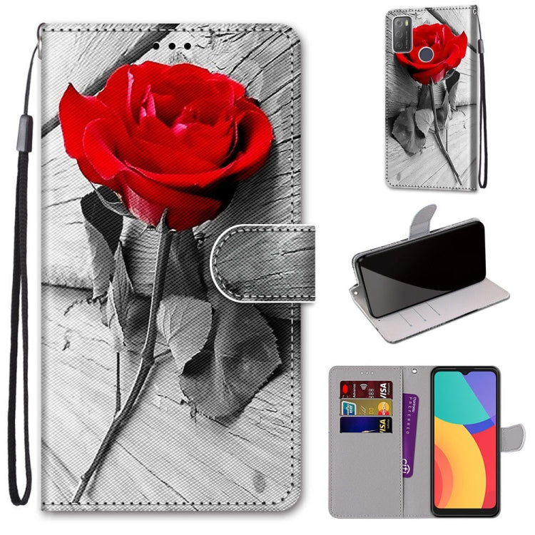 Coloured Drawing Cross Texture Horizontal Flip PU Leather Case with Holder & Card Slots & Wallet & Lanyard, For Alcatel 3L 2021