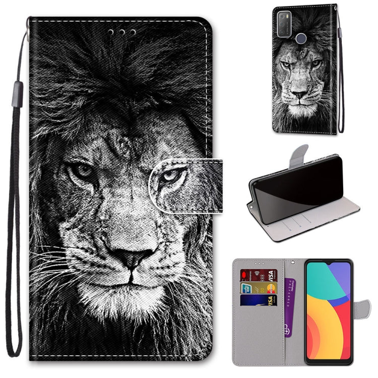 Coloured Drawing Cross Texture Horizontal Flip PU Leather Case with Holder & Card Slots & Wallet & Lanyard, For Alcatel 3L 2021